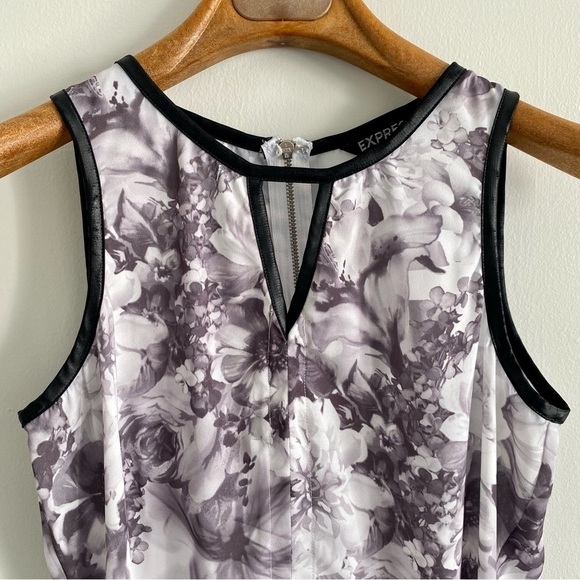Express Black Satin Trim Floral Tank Size XS - Picture 2 of 4